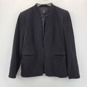 J Crew 365 Black Blazer Women 8 Medium Open Front Collarless Minimalist Corpcore